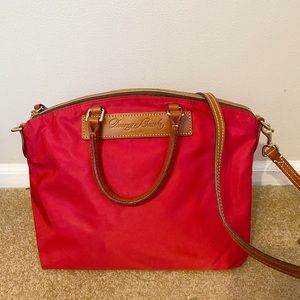 Dooney & Bourke Red Nylon Florentine Leather Satchel Crossbody Bag patriotic